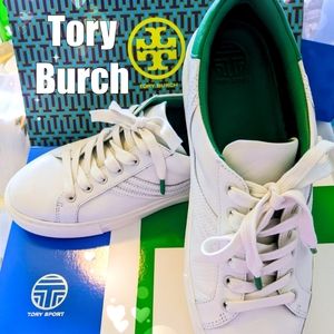 Tory Burch Sneakers Leather White 9 Tory Sport Tennis Vineyard Shoes